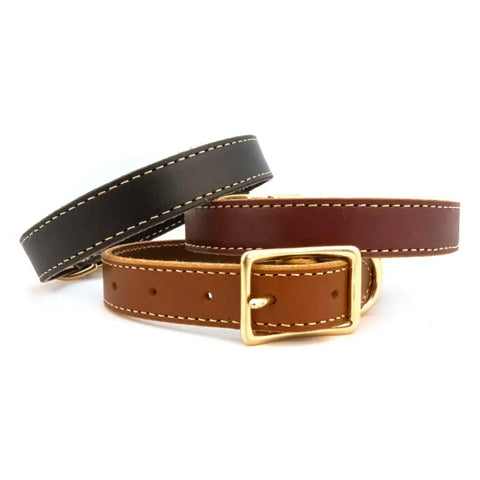 Full Grain Leather Dog Collar – Handstitched Bridle Leather with Brass Hardware | Made in USA – Premium Pet Collar Auburn Leathercrafters  item