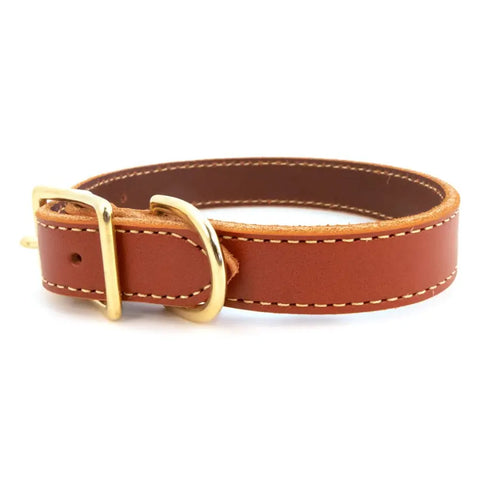 Full Grain Leather Dog Collar – Handstitched Bridle Leather with Brass Hardware | Made in USA – Premium Pet Collar Auburn Leathercrafters  item