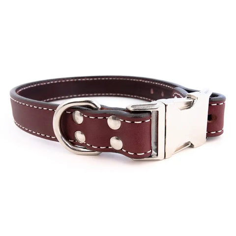 Full-Grain Leather Dog Collar with Metal Side Release Buckle – Adjustable Standard Collar | Auburn Leathercrafters Made in USA Auburn Leathercrafters  item
