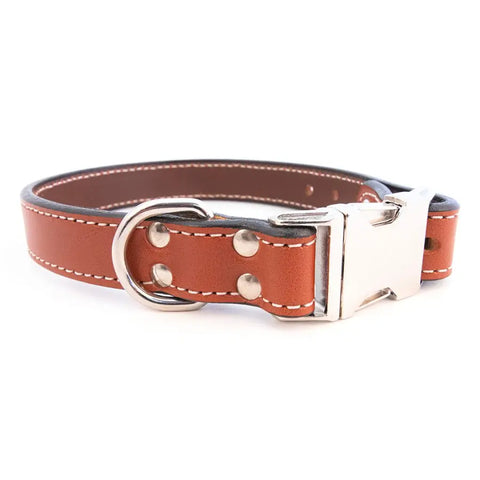 Full-Grain Leather Dog Collar with Metal Side Release Buckle – Adjustable Standard Collar | Auburn Leathercrafters Made in USA Auburn Leathercrafters  item