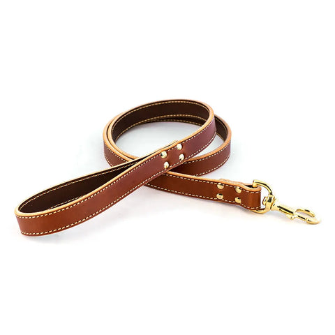 Full Grain Leather Dog Leash 6 Ft – Stitched Bridle Leather with Brass Hardware | Made in USA by Auburn Leathercrafters Auburn Leathercrafters  item