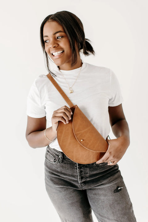 Full-Grain Leather Half-Moon Belt Bag – Handcrafted Fanny Pack | Made in USA Urban Southern  Bags