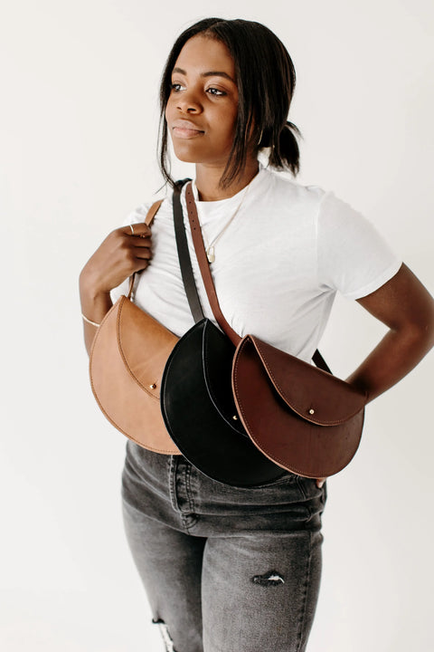 Full-Grain Leather Half-Moon Belt Bag – Handcrafted Fanny Pack | Made in USA Urban Southern  Bags