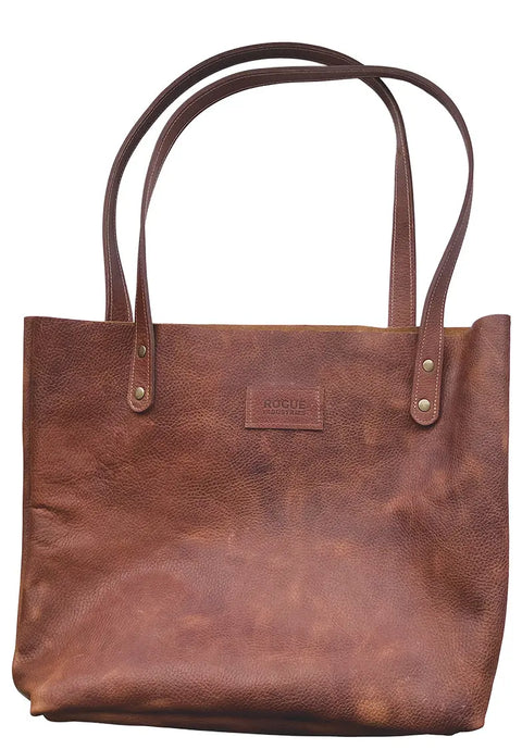 Full-Grain Leather Shopper Tote Bag 16x18 Inch With Inside Pocket And Lobster Clasp Key Holder – Made In USA Rogue Industries  Tote Bag