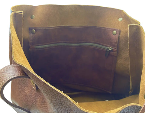 Full-Grain Leather Shopper Tote Bag 16x18 Inch With Inside Pocket And Lobster Clasp Key Holder – Made In USA Rogue Industries  Tote Bag
