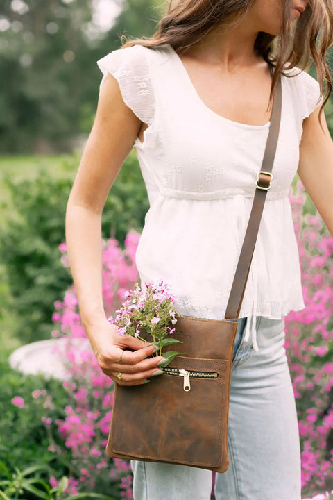 Full Grain Leather Slim Crossbody Bag – Lightweight Handbag | Made in USA Urban Southern  Bags