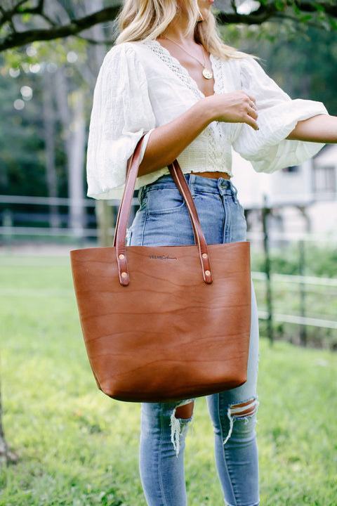 Full-Grain Leather Tote Bag – Urban Southern Classic Carryall | Made in USA Urban Southern  Totes
