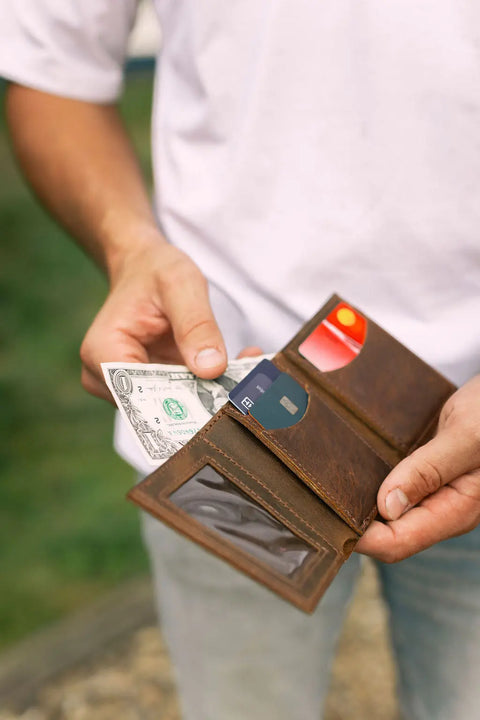 Full-Grain Leather Trifold Wallet – Compact Durable Design | Handmade in USA American Craftsmanship Urban Southern  Wallets
