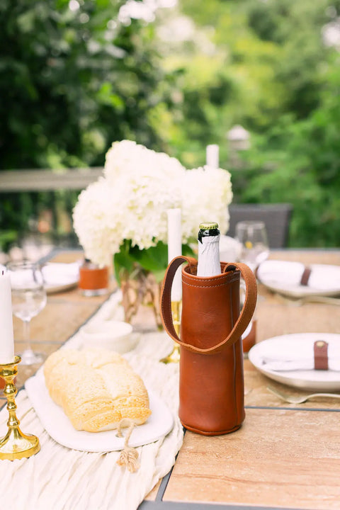 Full-Grain Leather Wine Tote Bag – Handcrafted Carry Case | Made in USA Urban Southern 