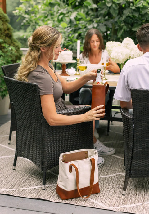 Full-Grain Leather Wine Tote Bag – Handcrafted Carry Case | Made in USA Urban Southern 