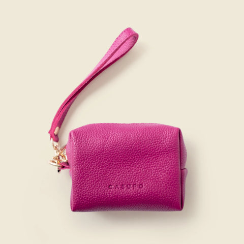 Full-Grain Napa Leather Mini Wristlet Coin Purse – Pink Pouch for Cards & Cash | Made in USA CASUPO  Zipper Wallet