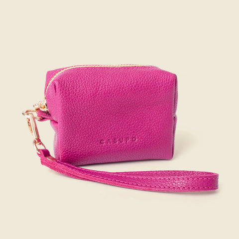 Full-Grain Napa Leather Mini Wristlet Coin Purse – Pink Pouch for Cards & Cash | Made in USA CASUPO  Zipper Wallet