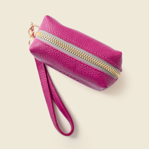 Full-Grain Napa Leather Mini Wristlet Coin Purse – Pink Pouch for Cards & Cash | Made in USA CASUPO  Zipper Wallet