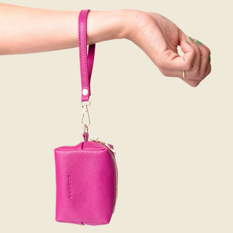 Full-Grain Napa Leather Mini Wristlet Coin Purse – Pink Pouch for Cards & Cash | Made in USA CASUPO  Zipper Wallet