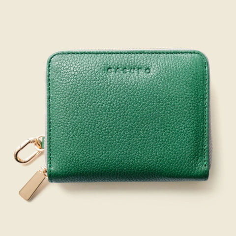 Full Grain Napa Leather Zipper Wallet – Detachable Key Ring – Green | Made in USA CASUPO  Zipper Wallet