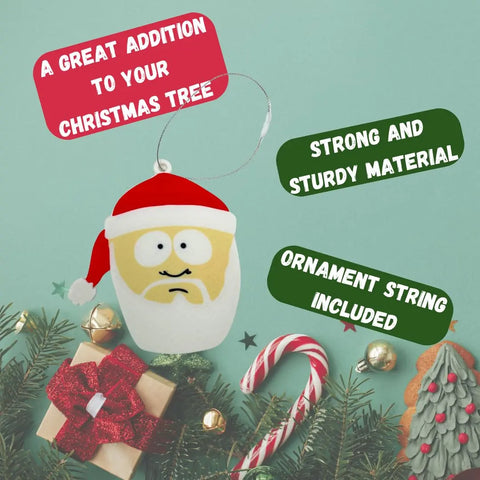 The Chatelet Manufacturing Funny Gag Gift Christmas Ornament, made in the USA, features a cartoon Mr. Poo with a Santa hat—perfect as a dirty Santa holiday gift. Strong and sturdy with ornament string included; great for your festive tree!.