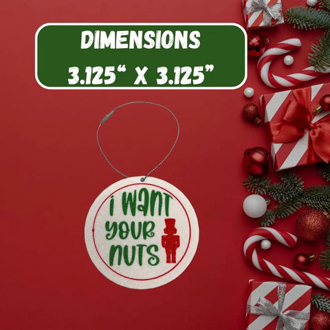 Add humor to your tree with Chatelet Manufacturing’s Funny Gag Gift Christmas Ornament, featuring “I WANT YOUR NUTS” and a nutcracker figure. Comes in a 3.125” x 3.125” green box. Perfect Dirty Santa gift! Made in USA.