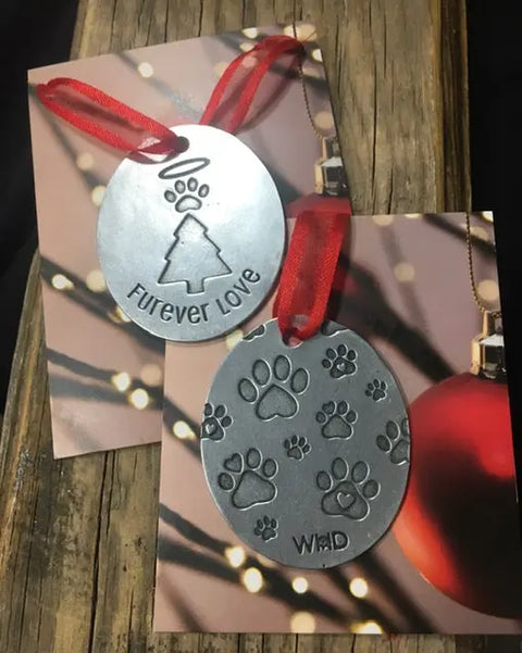 Furever Love Dog Paw Print Christmas Ornament – Handcrafted Recycled Pewter Holiday Decor | Made in USA Whitney Howard Designs  Ornaments
