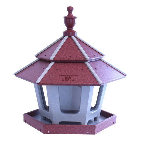 Gazebo Style Bird Feeder – 3 Compartment Eco-Friendly Post Mount | Made in USA Durable Poly Lumber Amish Toy Box  Lawn & Patio