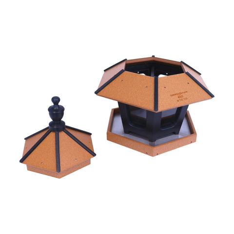 Gazebo Style Bird Feeder – 3 Compartment Eco-Friendly Post Mount | Made in USA Durable Poly Lumber Amish Toy Box  Lawn & Patio