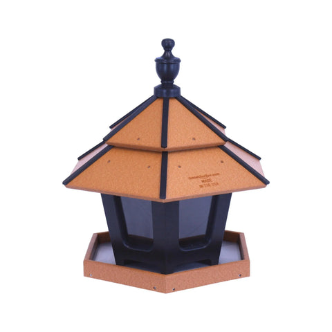 Gazebo Style Bird Feeder – 3 Compartment Eco-Friendly Post Mount | Made in USA Durable Poly Lumber Amish Toy Box  Lawn & Patio