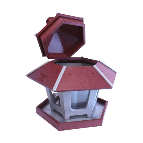 Gazebo Style Bird Feeder – 3 Compartment Eco-Friendly Post Mount | Made in USA Durable Poly Lumber Amish Toy Box  Lawn & Patio
