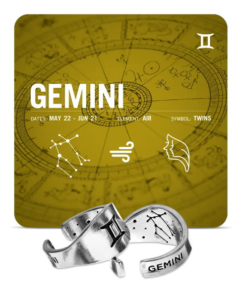 Gemini Zodiac Ring – Recycled Pewter Astrology Band with Twins Symbol | Made in USA – Sustainable Jewelry Gift Whitney Howard Designs  Zodiac Rings
