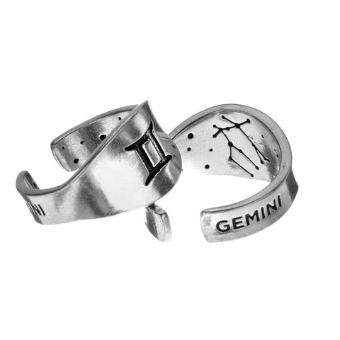 Gemini Zodiac Ring – Recycled Pewter Astrology Band with Twins Symbol | Made in USA – Sustainable Jewelry Gift Whitney Howard Designs  Zodiac Rings