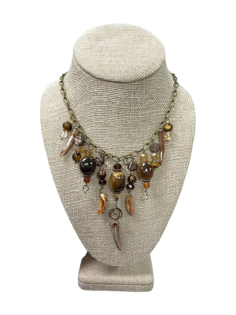 Gemstone Cluster Bib Necklace - Tiger Eye, Turquoise Amazonite, Amethyst, Blue Agate, Apatite, and Sodalite Michelle Marie Boutique  Necklaces