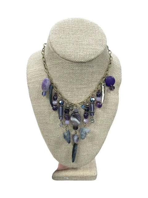 Gemstone Cluster Bib Necklace - Tiger Eye, Turquoise Amazonite, Amethyst, Blue Agate, Apatite, and Sodalite Michelle Marie Boutique  Necklaces