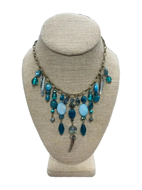 Gemstone Cluster Bib Necklace - Tiger Eye, Turquoise Amazonite, Amethyst, Blue Agate, Apatite, and Sodalite Michelle Marie Boutique  Necklaces