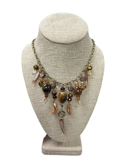 Gemstone Cluster Bib Necklace Featuring Tiger Eye, Amethyst, Turquoise Amazonite – Handmade Jewelry | Made in USA Michelle Marie Boutique  Necklaces