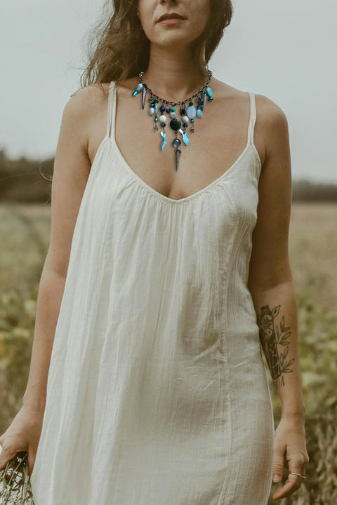 Gemstone Cluster Bib Necklace Featuring Tiger Eye, Amethyst, Turquoise Amazonite – Handmade Jewelry | Made in USA Michelle Marie Boutique  Necklaces