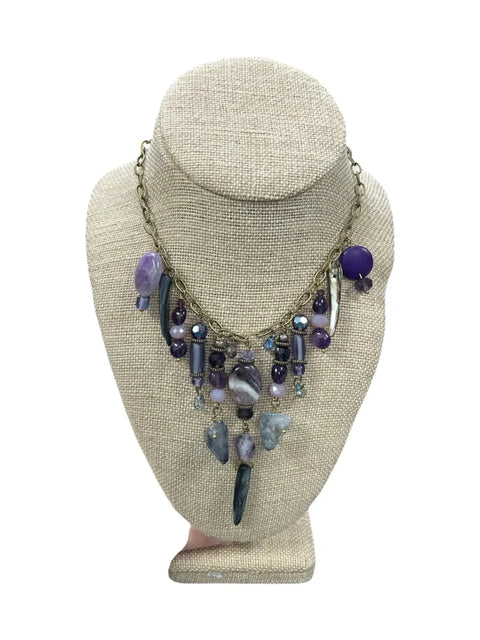 Gemstone Cluster Bib Necklace Featuring Tiger Eye, Amethyst, Turquoise Amazonite – Handmade Jewelry | Made in USA Michelle Marie Boutique  Necklaces