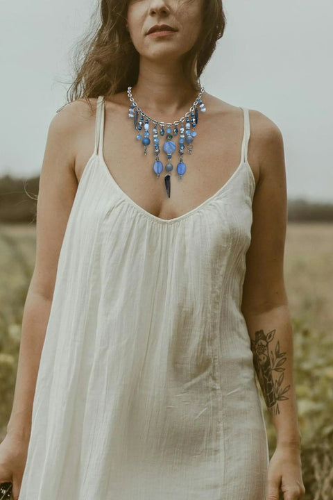 Gemstone Cluster Bib Necklace Featuring Tiger Eye, Amethyst, Turquoise Amazonite – Handmade Jewelry | Made in USA Michelle Marie Boutique  Necklaces