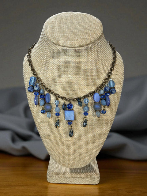 Gemstone Cluster Bib Necklace Featuring Tiger Eye, Amethyst, Turquoise Amazonite – Handmade Jewelry | Made in USA Michelle Marie Boutique  Necklaces