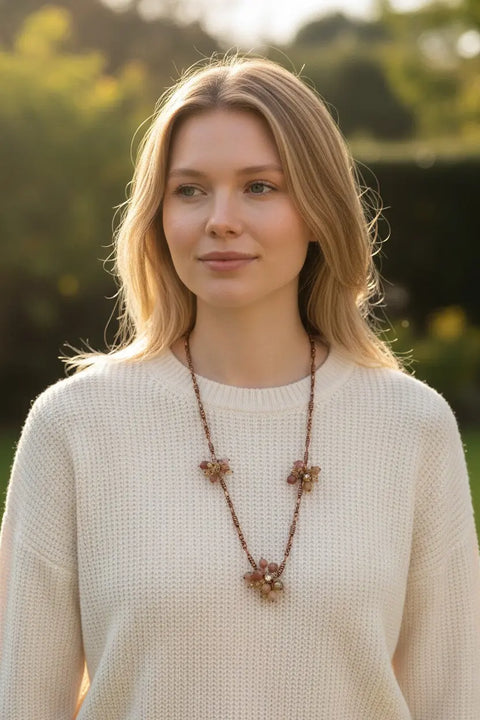 Gemstone Cluster Necklace 18-42 Inch Adjustable Length – Artisan Jewelry | Made in USA Michelle Marie Boutique  Gemstone necklace