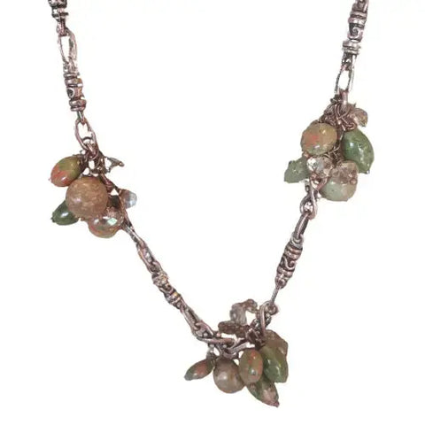 Gemstone Cluster Necklace 18-42 Inch Adjustable Length – Artisan Jewelry | Made in USA Michelle Marie Boutique  Gemstone necklace