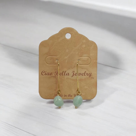 Gemstone Drop Earrings 1.5 Inch Dangle – Gold Hook Jewelry | Michelle Marie Boutique Made in USA Michelle Marie Boutique  Earrings
