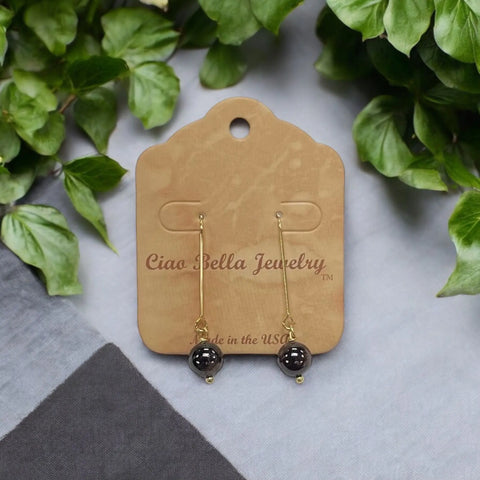 Gemstone Drop Earrings 1.5 Inch Dangle – Gold Hook Jewelry | Michelle Marie Boutique Made in USA Michelle Marie Boutique  Earrings