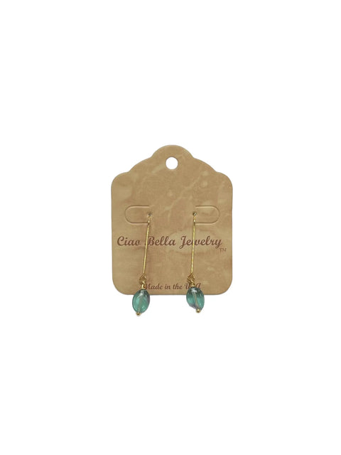 Gemstone Drop Earrings 1.5 Inch Dangle – Gold Hook Jewelry | Michelle Marie Boutique Made in USA Michelle Marie Boutique  Earrings