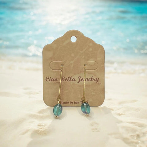 Gemstone Drop Earrings 1.5 Inch Dangle – Gold Hook Jewelry | Michelle Marie Boutique Made in USA Michelle Marie Boutique  Earrings
