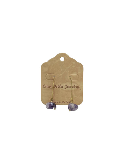 Gemstone Drop Earrings 1.5 Inch Dangle – Gold Hook Jewelry | Michelle Marie Boutique Made in USA Michelle Marie Boutique  Earrings
