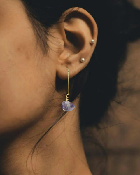 Gemstone Drop Earrings 1.5 Inch Dangle – Gold Hook Jewelry | Michelle Marie Boutique Made in USA Michelle Marie Boutique  Earrings