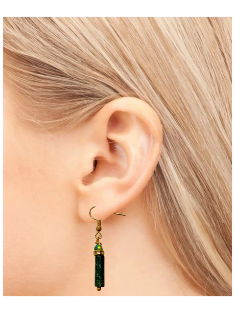 Gemstone Drop Earrings with Crystal Accent – Hypoallergenic Gold & Silver Tone | Made in USA by Ciao Bella Jewelry Michelle Marie Boutique  Earrings