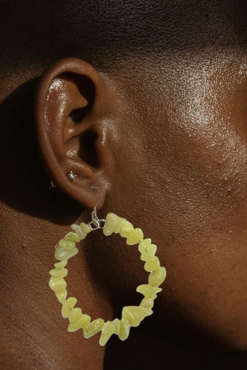 Gemstone Hoop Earrings With Silver Hardware Michelle Marie Boutique  Earrings