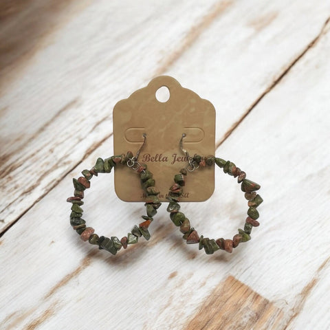 Gemstone Hoop Earrings With Silver Hardware Michelle Marie Boutique  Earrings