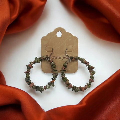 Gemstone Hoop Earrings With Silver Hardware Michelle Marie Boutique  Earrings