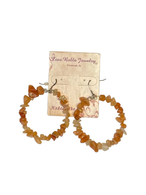 Gemstone Hoop Earrings With Silver Hardware Michelle Marie Boutique  Earrings