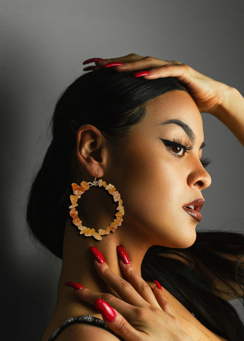 Gemstone Hoop Earrings With Silver Hardware Michelle Marie Boutique  Earrings